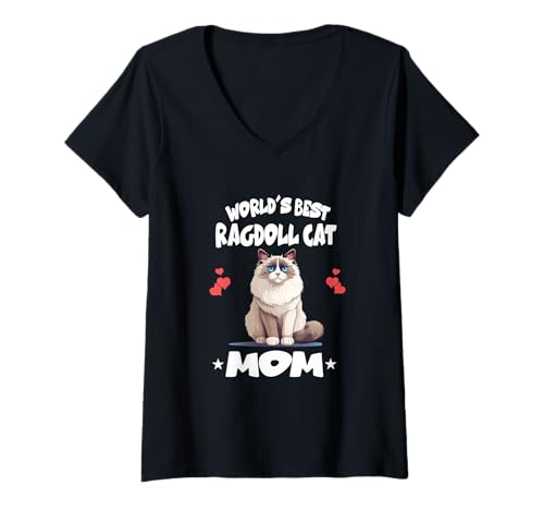 Damen Die Beste Ragdoll-Katzenmutter der Welt T-Shirt mit V-Ausschnitt Damen Die Beste Ragdoll-Katzenmutter der Welt T-Shirt mit V-Ausschnitt von Cat Pets