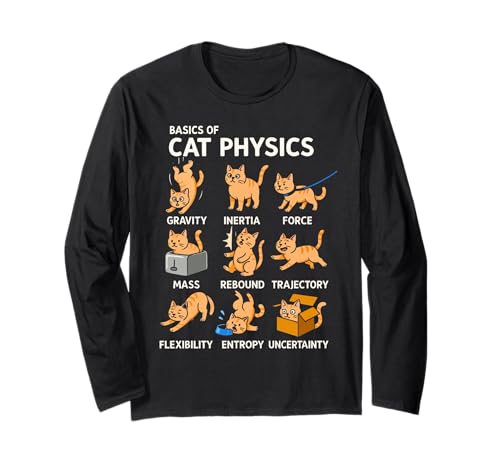 Basics of Cat Physics Lustige Katze Geschenke für Papa Mama Kinder Langarmshirt von Cat Physics Funny Cat Gifts For Dad Mom Kids Tee