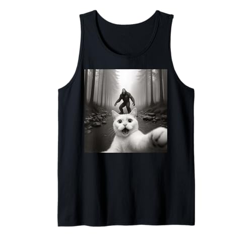 Katze Selfie mit Bigfoot Lustige Katzen Geschenke Männer Frauen Junge Mädchen Tank Top von Cat Selfie Bigfoot Apparel Gifts Graphic Tees