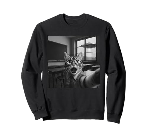 Lustiges Alien UFO Katze Selfie Meme für Männer Frauen Lehrer Sweatshirt Lustiges Alien UFO Katze Selfie Meme für Männer Frauen Lehrer Sweatshirt von Cat Selfie Funny UFO Meme