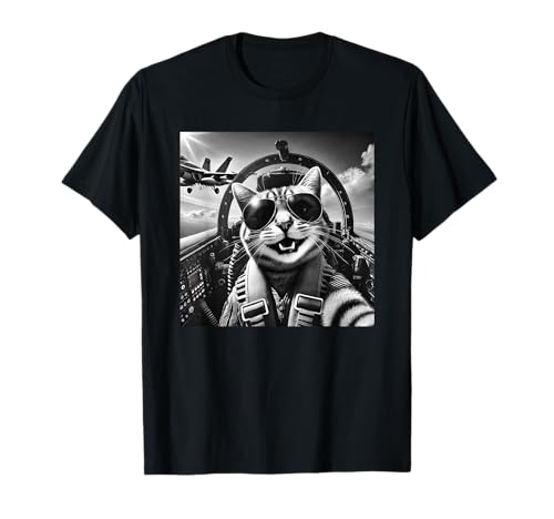 Katze Selfie Jet Flugzeug Lustige Katze Geschenke für Männer Frauen Kinder T-Shirt von Cat Selfie Jet Airplane Funny Cat Gifts for Kids
