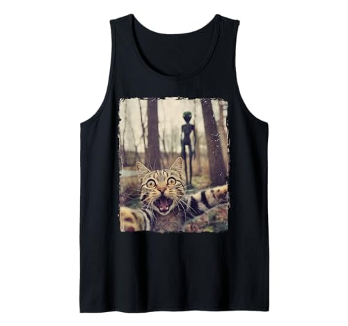 Katzen-Selfie mit Alien, UFO, lustige Katze, Geschenke für Männer, Frauen, Kinder Tank Top Katzen-Selfie mit Alien, UFO, lustige Katze, Geschenke für Männer, Frauen, Kinder Tank Top von Cat Selfie With Alien Apparel Gifts Graphic Tees