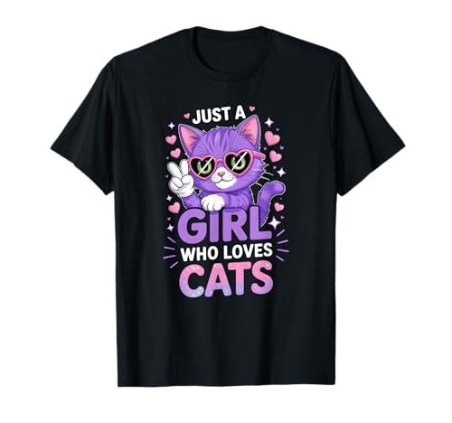 Mädchen Katze T-Shirt von Cat Shirts & Gifts for Girls