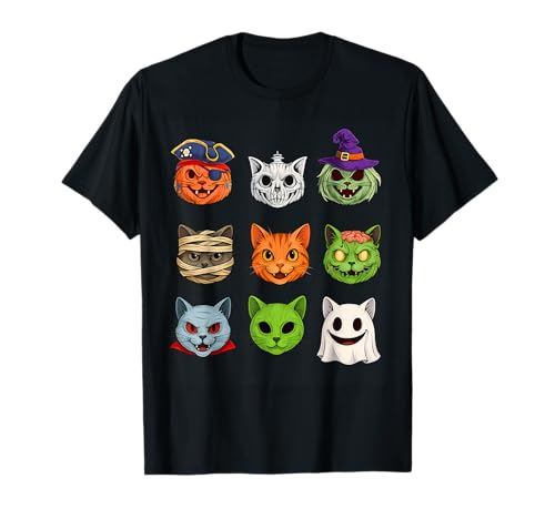 Halloween Katze Skelett Zombie Mama Geist Katze Hexe Vampir T-Shirt von Cat Skeleton Zombie Mummy Ghost Halloween Scary