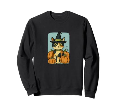 Calico Cat Hexe Halloween-Kürbis-Patch Magic Sweatshirt von Cat Snugg