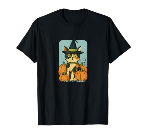 Calico Cat Hexe Halloween-Kürbis-Patch Magic T-Shirt von Cat Snugg