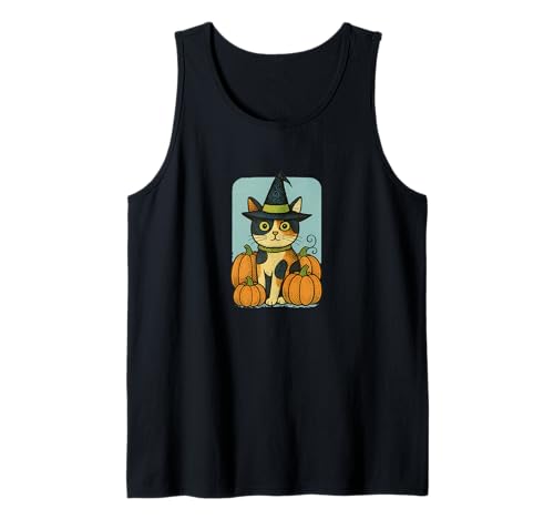 Calico Cat Hexe Halloween-Kürbis-Patch Magic Tank Top von Cat Snugg