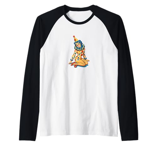 Retro Clown Mädchen Pinup Kostüm Zirkus Karneval Aesthetic Raglan von Cat Snugg