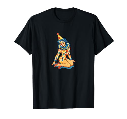 Retro Clown Mädchen Pinup Kostüm Zirkus Karneval Aesthetic T-Shirt von Cat Snugg