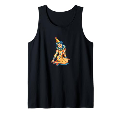 Retro Clown Mädchen Pinup Kostüm Zirkus Karneval Aesthetic Tank Top von Cat Snugg