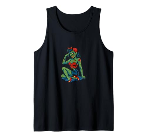 Zombie Girl Pinup Halloween Party Undead Retro-Käsekuchen Tank Top von Cat Snugg