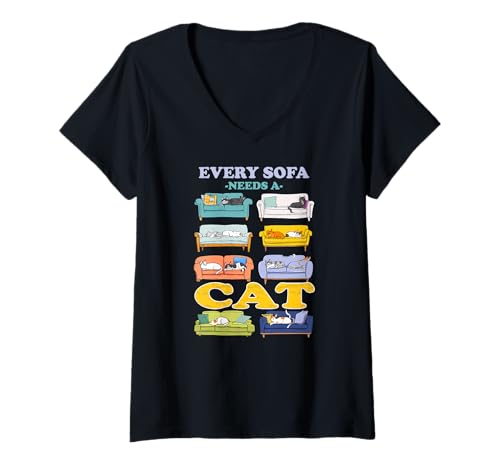Damen Every sofa needs a cat T-Shirt mit V-Ausschnitt Damen Every sofa needs a cat T-Shirt mit V-Ausschnitt von Cat Sofa Cats Kitten Feline Whiskers Purr Claws