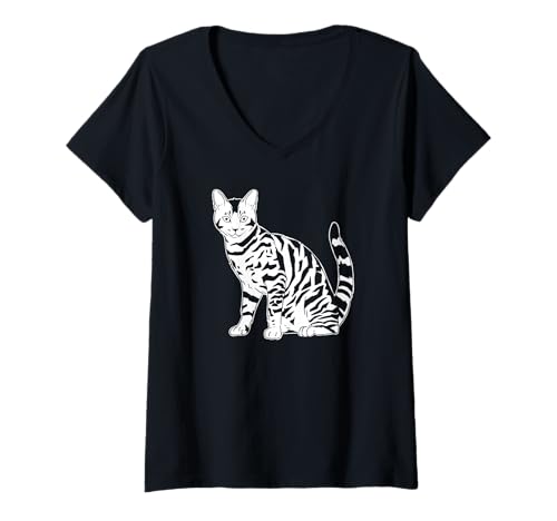 Damen Cat Staring - Lustige Katze T-Shirt mit V-Ausschnitt Damen Cat Staring - Lustige Katze T-Shirt mit V-Ausschnitt von Cat Staring