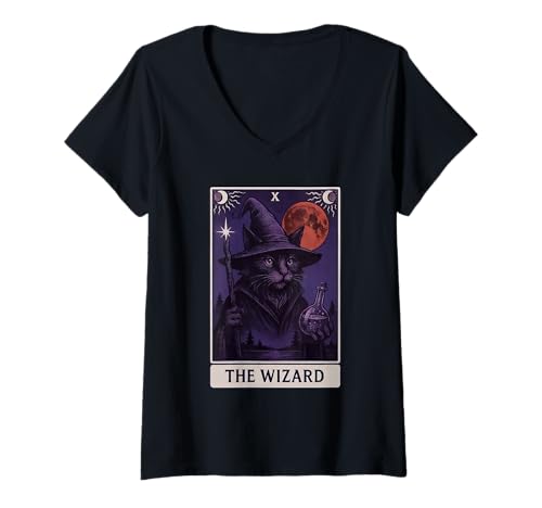 Damen Das Zauberkatzen-Tarot T-Shirt mit V-Ausschnitt Damen Das Zauberkatzen-Tarot T-Shirt mit V-Ausschnitt von Cat Tarot