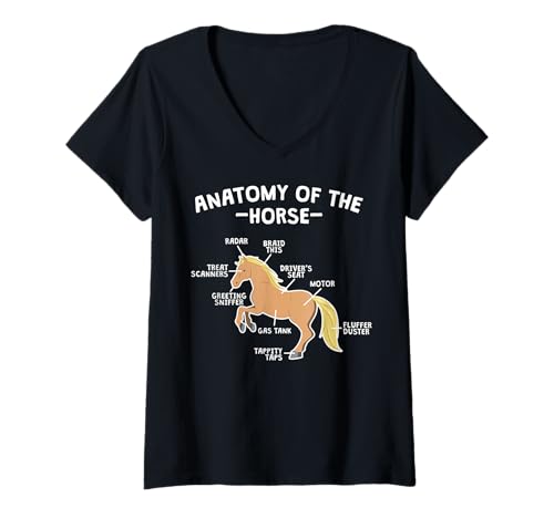 Damen Pferdespiel Anatomie des Pferdes Reiten Reiten Zitat T-Shirt mit V-Ausschnitt Damen Pferdespiel Anatomie des Pferdes Reiten Reiten Zitat T-Shirt mit V-Ausschnitt von Cat Teezie
