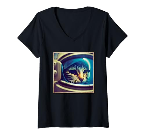 Damen Katze trägt Raumanzug Weltraum Astronaut Galaxy Raumschiff T-Shirt mit V-Ausschnitt Damen Katze trägt Raumanzug Weltraum Astronaut Galaxy Raumschiff T-Shirt mit V-Ausschnitt von Cat Wearing Spacesuit Astronaut Galaxy Spaceship