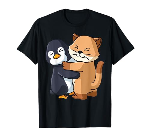 Niedlicher Pinguin und Katze, Tierliebhaber, umarmt Frauen und Mädchen T-Shirt Niedlicher Pinguin und Katze, Tierliebhaber, umarmt Frauen und Mädchen T-Shirt von Cat and Penguin Hug Japanese Kawaii Animals