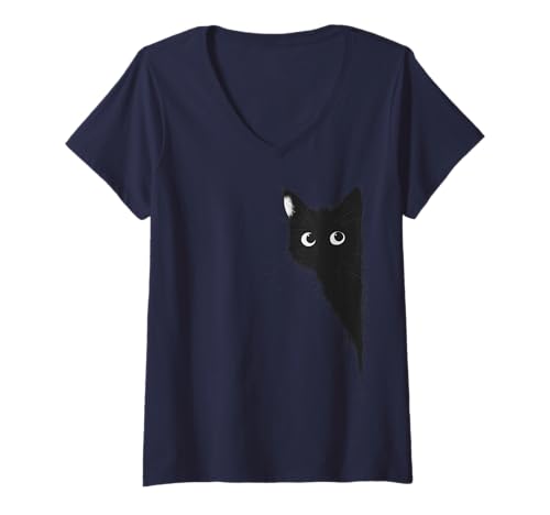 Damen Niedliche Schwarze Katze für Katzenliebhaber T-Shirt mit V-Ausschnitt Damen Niedliche Schwarze Katze für Katzenliebhaber T-Shirt mit V-Ausschnitt von Cat enthusiast