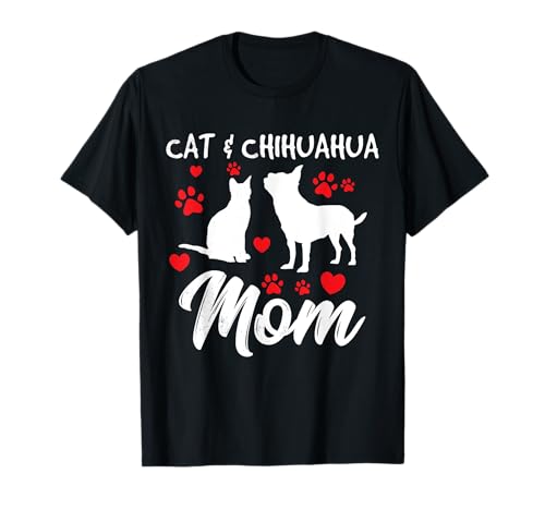 Katze und Chihuahua Hund Mutter Niedlich Chiwawa Mama Hund Besitzer Mutter T-Shirt von Cat & Dog Grandma - Crazy Cat and Dog Lady Designs