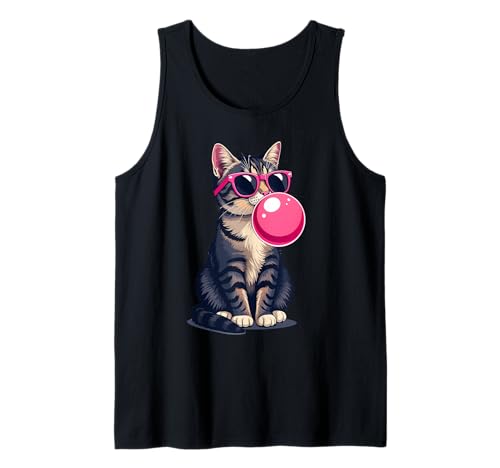 Katze mit rosa Sonnenbrille, lustiges Design für Jugendliche, Männer, Frauen Tank Top von Cat with Sunglasses