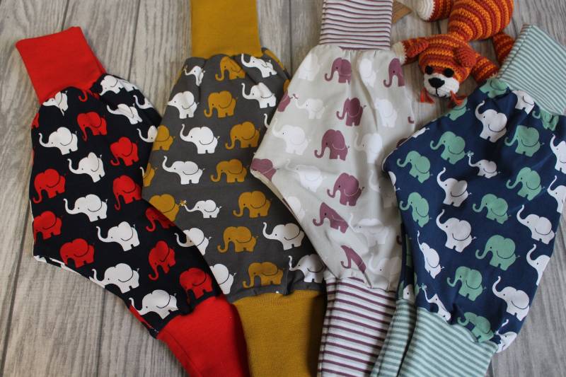 Pumphose/Mitwachshose Elefantenparade Verschiedene Faben, Gr. 62/68 Sofort Lieferbar von Cat55DE