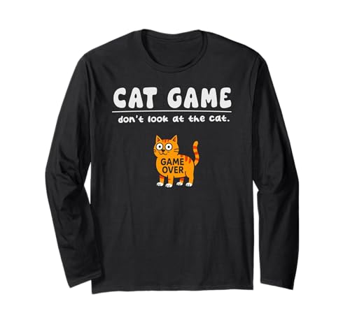 Lustiges Katzenspiel Don't Look Game Over Mom Dad Kids Langarmshirt von CatAxis1
