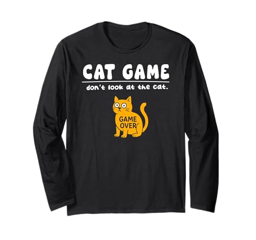 Lustiges Katzenspiel Don't Look Game Over Mom Dad Kids Langarmshirt von CatAxis1
