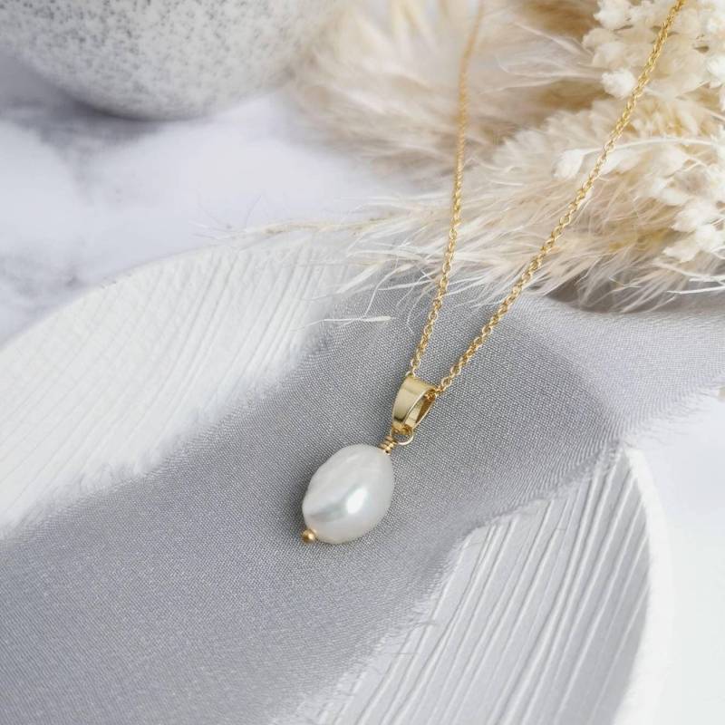 Elfenbein Barock Perle Gold Filled Anhänger Halskette - Brautschmuck Und 30. Hochzeitstag Schmuck Elfenbein Barock Perle Gold Filled Anhänger Halskette - Brautschmuck Und 30. Hochzeitstag Schmuck von CatBirchStories