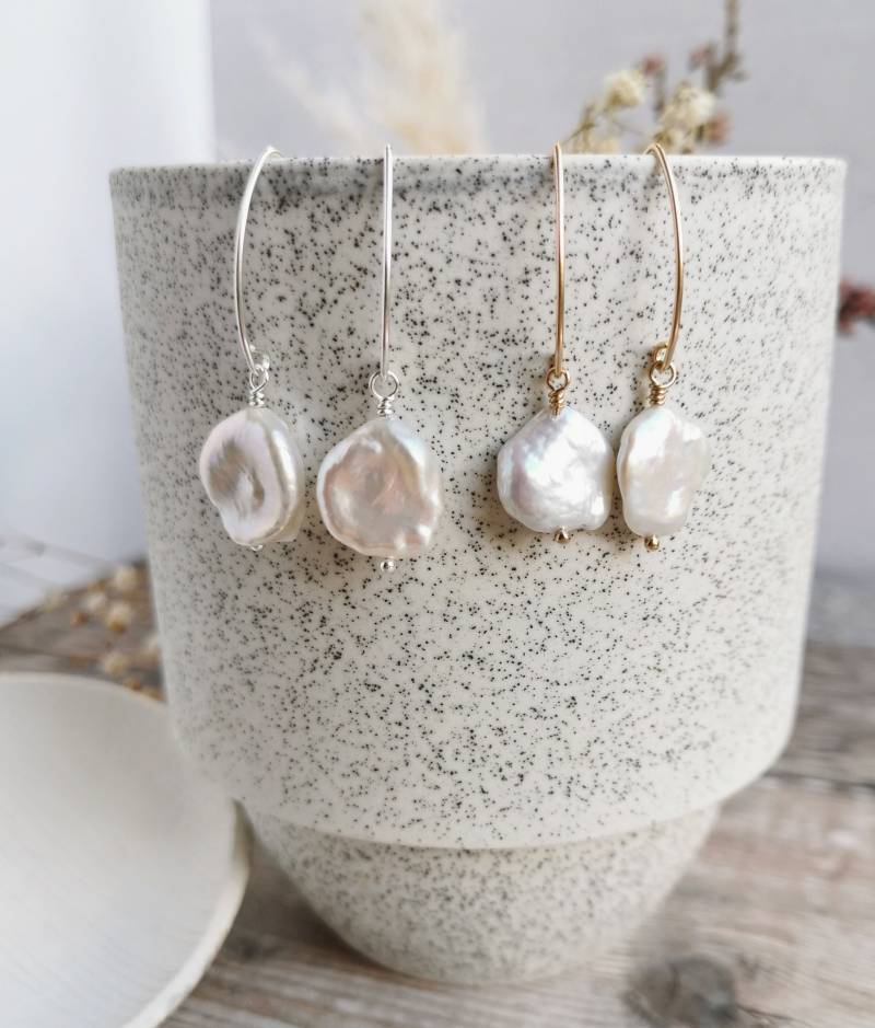 Große Keishi Perlenohrringe Silber/Gold Filled, Hochzeitsschmuck | Letzte Paare Große Keishi Perlenohrringe Silber/Gold Filled, Hochzeitsschmuck | Letzte Paare von CatBirchStories