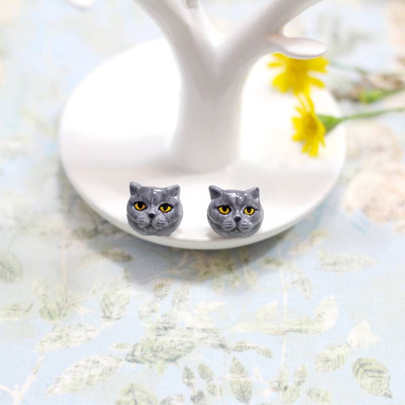 Britisch Kurzhaar Katze Ohrringe, Katzen Ohrstecker, Aus Polymer Clay, Skulptur, Geschenke Für Katzenliebhaber Britisch Kurzhaar Katze Ohrringe, Katzen Ohrstecker, Aus Polymer Clay, Skulptur, Geschenke Für Katzenliebhaber von CatBrothers