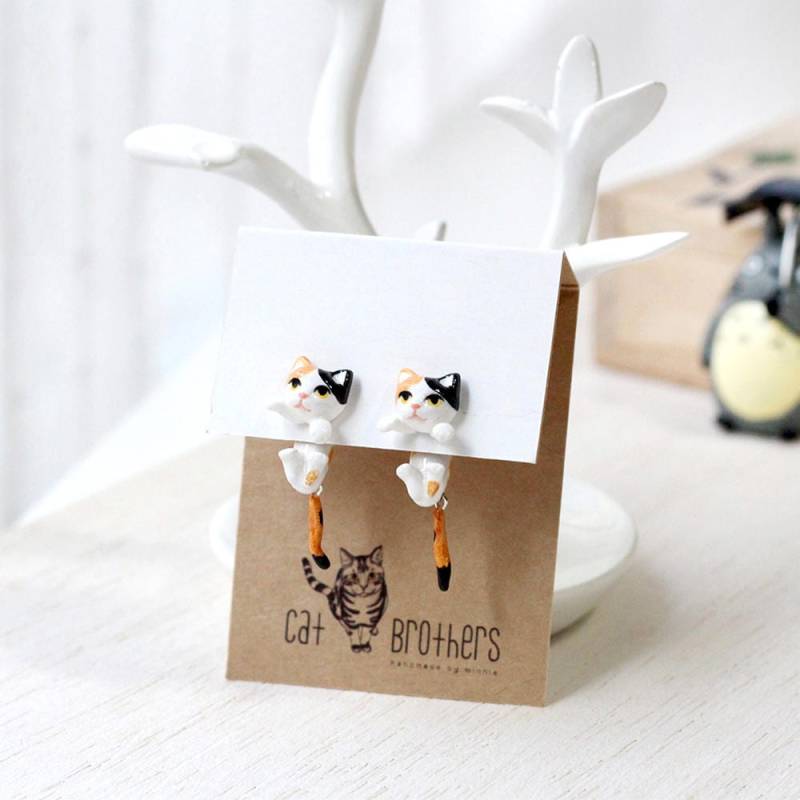 Glückskatzenohrringe, Katzenohrstecker, Zweiteilige Ohrringe, Katzenohrringe, Katzenstecker von CatBrothers