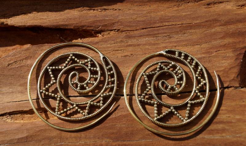 Boho Spiralen Ohrringe "sternspirale" Messing von CatSamJewelry