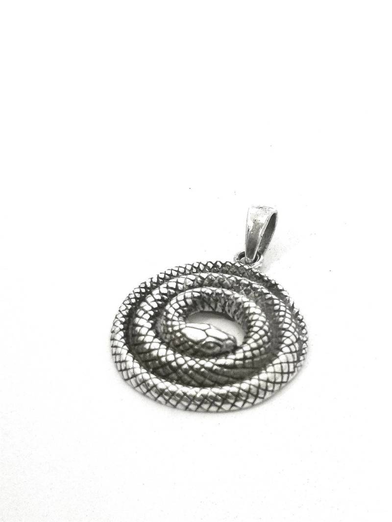 Gekräuselte Schlange 925 Silberanhänger, Schlangensilberanhänger Mit Kette Gekräuselte Schlange 925 Silberanhänger, Schlangensilberanhänger Mit Kette von CatSamJewelry
