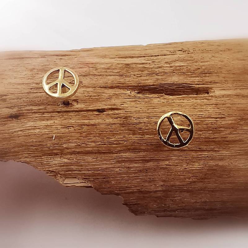 Winzige Peace Symbol Ohrstecker 18K Vergoldetes 925 Silber von CatSamJewelry