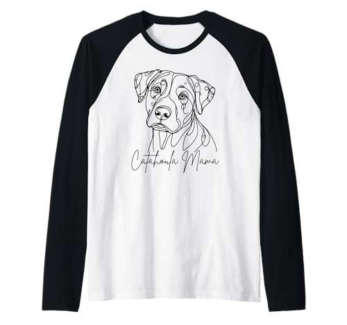 Catahoula Mama Catahoula Leopard Mom Line Art Hund künstlerisch Raglan von Catahoula Leopard Lover Beautiful Dog Gift Design