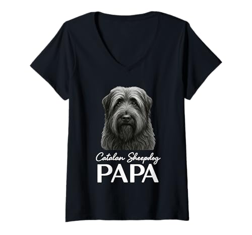 Damen Katalanischer Schäferhund Papa T-Shirt mit V-Ausschnitt Damen Katalanischer Schäferhund Papa T-Shirt mit V-Ausschnitt von Catalan Sheepdog Dog