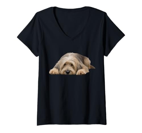 Damen Katalanischer Schäferhund T-Shirt mit V-Ausschnitt Damen Katalanischer Schäferhund T-Shirt mit V-Ausschnitt von Catalan Sheepdog Dog