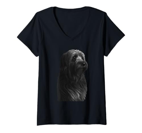 Damen Katalanischer Schäferhund T-Shirt mit V-Ausschnitt von Catalan Sheepdog Dog