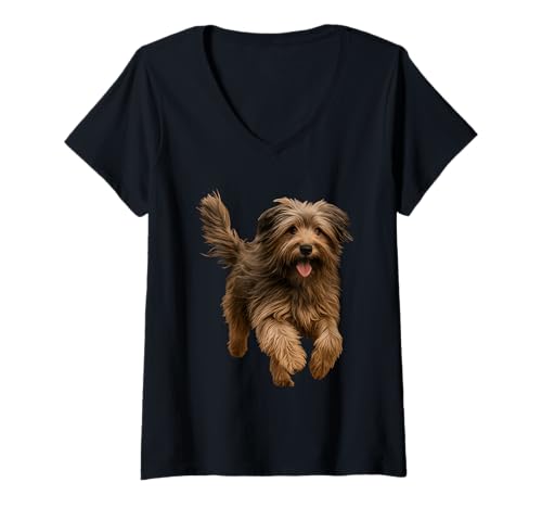 Damen Katalanischer Schäferhund T-Shirt mit V-Ausschnitt Damen Katalanischer Schäferhund T-Shirt mit V-Ausschnitt von Catalan Sheepdog Dog