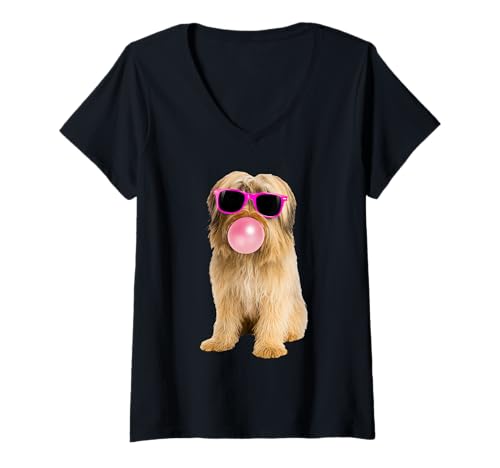Damen Kaugummi für katalanische Schäferhunde T-Shirt mit V-Ausschnitt Damen Kaugummi für katalanische Schäferhunde T-Shirt mit V-Ausschnitt von Catalan Sheepdog Dog