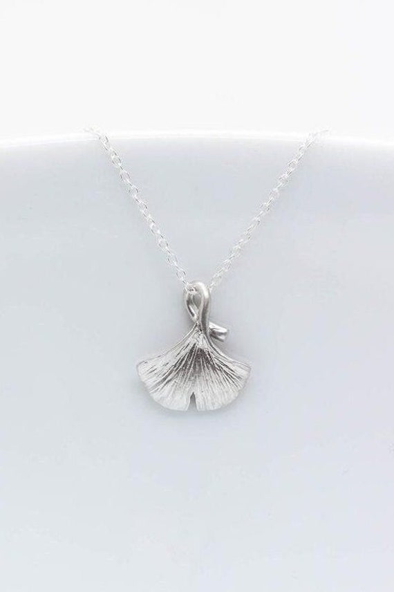 Kette Silber Ginkgo, Silberne Halskette Ginkgoblatt, Blatt von CataleaJewelry