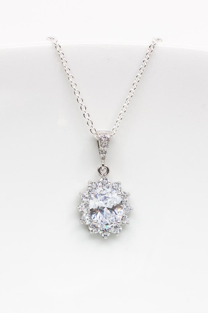 Kette Silber Kristall, Hochzeitsschmuck Brautschmuck von CataleaJewelry