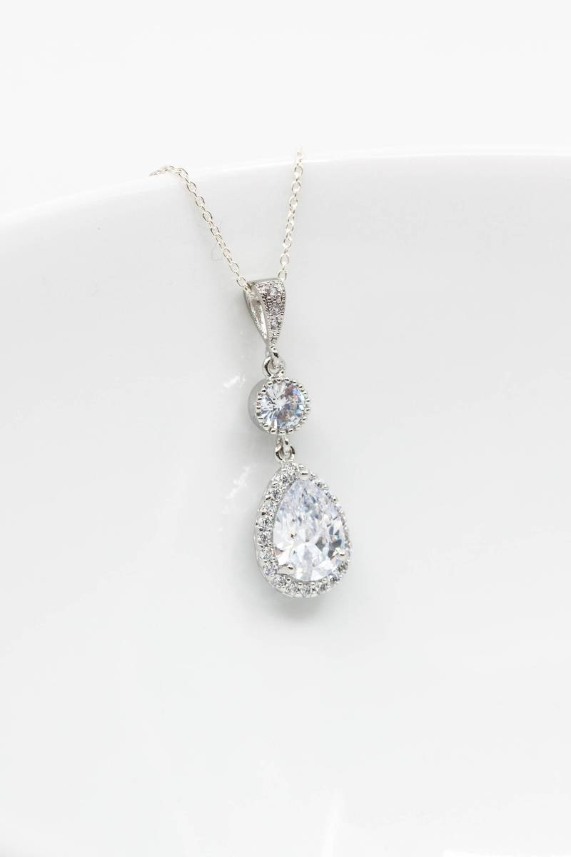 Kette Silber Zirkonia Hochzeitsschmuck Brautschmuck von CataleaJewelry