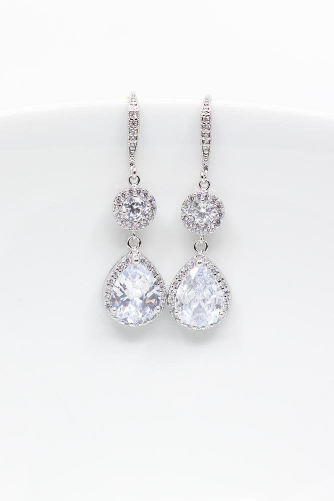 Ohrringe Silber, Ohrhänger Zirkonia, Hochzeitsschmuck, Brautschmuck, Brautohrringe von CataleaJewelry