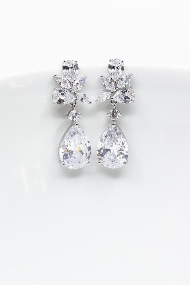 Ohrringe Silber Kristalle, Hochzeitsschmuck Brautschmuck von CataleaJewelry