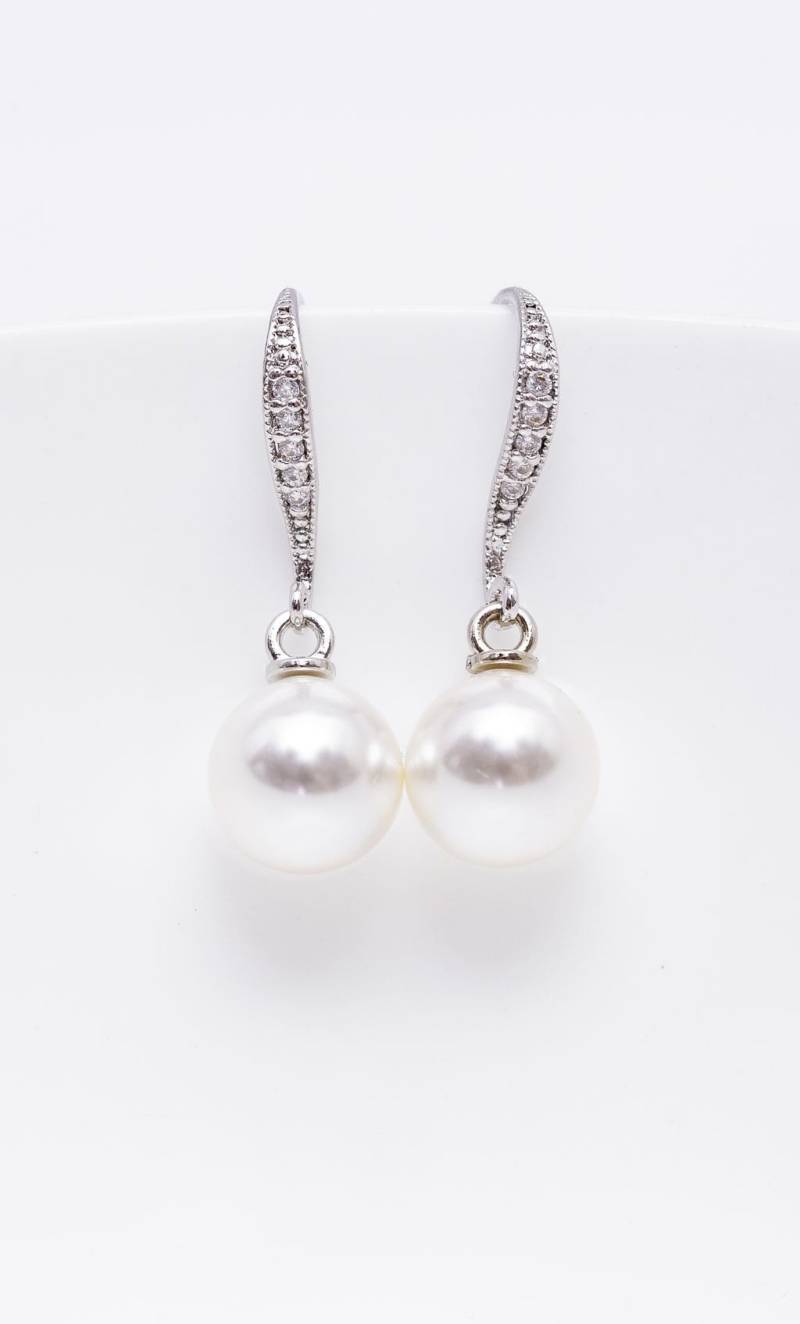 Ohrringe Silber Perlen, Perlenohrringe Versilbert, Brautschmuck Ohrringe, Hochzeitsschmuck von CataleaJewelry