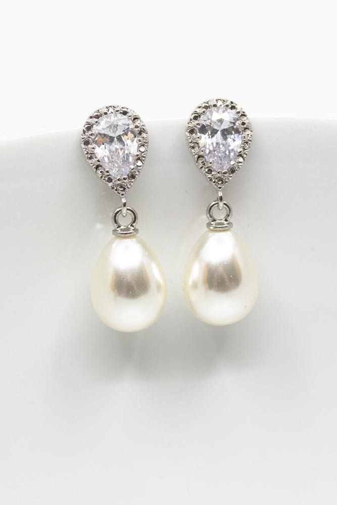 Ohrringe Silber Perlen Hochzeitsschmuck Brautschmuck von CataleaJewelry