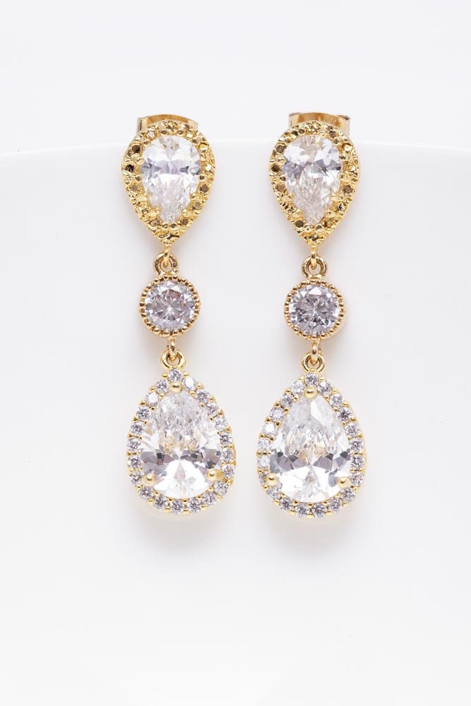 Ohrringe Vergoldet, Hochzeitsschmuck Braut Brautschmuck von CataleaJewelry