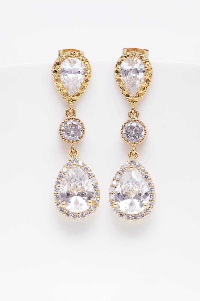 Ohrringe Vergoldet, Hochzeitsschmuck Braut Brautschmuck von CataleaJewelry