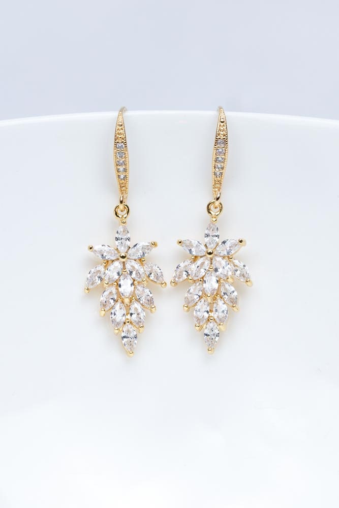 Ohrringe Vergoldet Hochzeitsschmuck Brautschmuck von CataleaJewelry